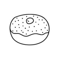 Vektor-Sufganiyah-Donut-Doodle-Illustration. handgezeichnetes traditionelles Chanukka-Sufganiyot-Israel-Gebäck vektor