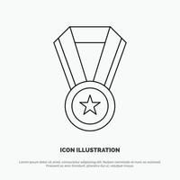 prestation utbildning medalj linje ikon vektor