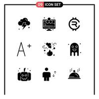 Aktienvektor-Icon-Pack mit 9 Zeilenzeichen und Symbolen für Rauch-Müll-Münzen-Feuer erhöhen editierbare Vektor-Design-Elemente vektor