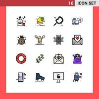 Stock-Vektor-Icon-Pack mit 16 Zeilenzeichen und Symbolen für Dollarbeutel beten Veröffentlichungsspiel editierbare kreative Vektordesign-Elemente vektor