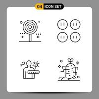 Umrisssymbole mit 4 schwarzen Symbolen für ansprechende Designs auf weißem Hintergrund 4 Symbole setzen kreativen schwarzen Symbolvektorhintergrund vektor