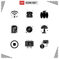 9 kreativ ikoner modern tecken och symboler av disk dator mat Betygsätta företag redigerbar vektor design element