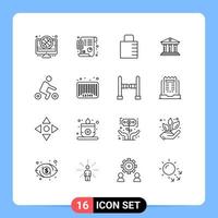 Gliederungspackung mit 16 universellen Symbolen für Geldfinanzplanung, Unternehmenssicherheit, editierbare Vektordesign-Elemente vektor