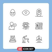 universell ikon symboler grupp av 9 modern konturer av styrelse användare bebis profil mänsklig redigerbar vektor design element
