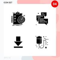 Vektorpaket mit 4 Symbolen im soliden Stil kreatives Glyphenpaket isoliert auf weißem Hintergrund für Web und Handy vektor