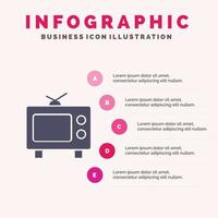 TV tv media fast ikon infographics 5 steg presentation bakgrund vektor