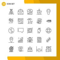 25 Icon Set Line Style Icon Pack Umrisssymbole isoliert auf weißem Hintergrund für reaktionsschnelle Website, die kreativen schwarzen Icon-Vektorhintergrund entwirft vektor