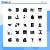 Stock Vector Icon Pack mit 25 Zeilen Zeichen und Symbolen für Computer Shop Karte Kaffee Ziel editierbare Vektordesign-Elemente