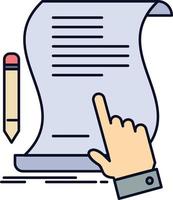 kontrakt dokumentera papper tecken avtal Ansökan platt Färg ikon vektor