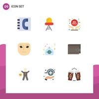 Stock Vector Icon Pack mit 9 Zeilen Zeichen und Symbolen für Parfüm Geschenk großer Verkauf nachdenkliche Emotion editierbare Vektordesign-Elemente