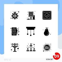 modern packa av 9 ikoner fast glyf symboler isolerat på vit backgound för hemsida design vektor