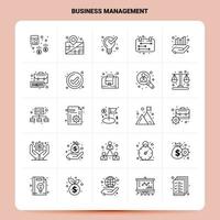 Umriss 25 Business Management Icon Set Vektor Linienstil Design schwarze Symbole Set lineares Piktogramm Pack Web und mobile Geschäftsideen Design Vektor Illustration