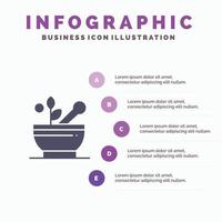 medicinsk medicin soppa sjukhus fast ikon infographics 5 steg presentation bakgrund vektor