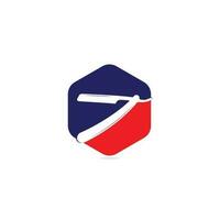 Rasierklinge-Symbol-Logo-Design. einfache flache vektorillustration. Friseursalon-Logo, Etikett. friseurladenlogo mit friseurrasierer vektor