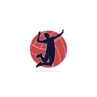 volleyboll spelare logo.abstrakt volleyboll spelare Hoppar från en stänk. volleyboll spelare tjänande boll. vektor