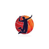 Volleyballspieler logo.abstract Volleyballspieler, der von einem Spritzer springt. Volleyballspieler, der Ball serviert. vektor