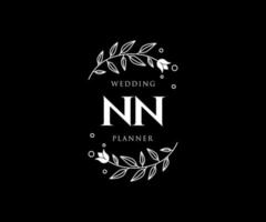 nn initialen brief hochzeitsmonogramm logos sammlung, handgezeichnete moderne minimalistische und florale vorlagen für einladungskarten, save the date, elegante identität für restaurant, boutique, café im vektor