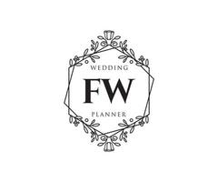 fw initialer brev bröllop monogram logotyper samling, hand dragen modern minimalistisk och blommig mallar för inbjudan kort, spara de datum, elegant identitet för restaurang, boutique, Kafé i vektor