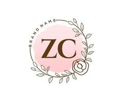 första zc feminin logotyp. användbar för natur, salong, spa, kosmetisk och skönhet logotyper. platt vektor logotyp design mall element.