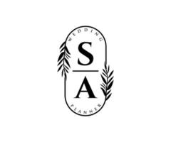 sa initialer brev bröllop monogram logotyper samling, hand dragen modern minimalistisk och blommig mallar för inbjudan kort, spara de datum, elegant identitet för restaurang, boutique, Kafé i vektor