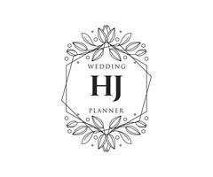 hj initialen brief hochzeitsmonogramm logos sammlung, handgezeichnete moderne minimalistische und florale vorlagen für einladungskarten, save the date, elegante identität für restaurant, boutique, café im vektor