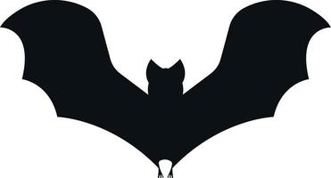 das Bild der Silhouette einer Fledermaus. eine Fledermaus mit ausgebreiteten Flügeln. ein blutsaugendes fliegendes Tier. ein Halloween-Symbol. Vektor-Illustration isoliert auf weißem Hintergrund vektor