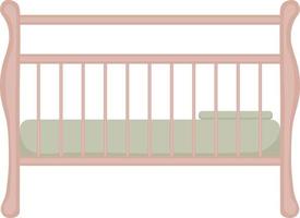 barn s trä- spjälsäng i retro stil. årgång bebis säng med lådor. ljus grön barn s trä- möbel för nyfödda. vektor illustration isolerat på en vit bakgrund