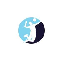 Volleyballspieler logo.abstract Volleyballspieler, der von einem Spritzer springt. Volleyballspieler, der Ball serviert. vektor