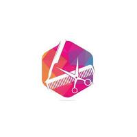 logotyp för frisör, hår salong. sax ikon frisör logotyp tecken. sax, hårkam och rakapparat, barberare ikon och logotyp. vektor