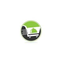 Logo-Design für die Lieferung von Lebensmitteln. Zeichen für schnellen Lieferservice. Lieferlogo Online-Bestellrestaurant für Lebensmittel. vektor