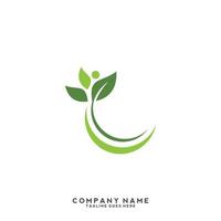 Logo mit grünen Blättern. Pflanze Natur Öko Garten stilisierter Symbolvektor botanisch. vektor