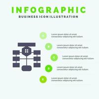 Flussdiagramm Flussdiagramm Datendatenbank Infografiken Präsentationsvorlage Präsentation in 5 Schritten vektor