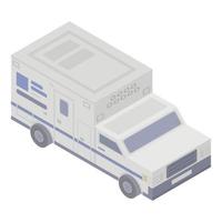 vit ambulans bil ikon, isometrisk stil vektor