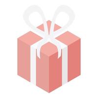 rotes Liebesgeschenkbox-Symbol, isometrischer Stil vektor