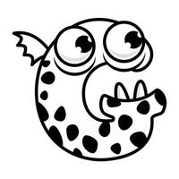 Monster-Alphabet-Malbuch. Lateinische Buchstaben mit Gesichtern. Englisches Alphabet Malvorlagen für Kinder mit lustigen und traurigen Monstern. lustige Alphabet Zeichentrickfiguren Vektorschriftart. Vektor-Illustration vektor