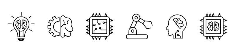 artificiell intelligens ikoner uppsättning. robot uppsättning av artificiell intelligens vektor illustration på vit bakgrund.