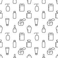 mönster av flaskor av schampo, flytande tvål, parfym tillverkad av olika linje ikoner. perfekt för webb webbplatser, omslag, utskrift på annorlunda omslag vektor