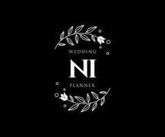 ni initialer brev bröllop monogram logotyper samling, hand dragen modern minimalistisk och blommig mallar för inbjudan kort, spara de datum, elegant identitet för restaurang, boutique, Kafé i vektor