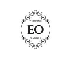 eo initialer brev bröllop monogram logotyper samling, hand dragen modern minimalistisk och blommig mallar för inbjudan kort, spara de datum, elegant identitet för restaurang, boutique, Kafé i vektor