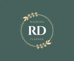 rd initials brief hochzeitsmonogramm logos sammlung, handgezeichnete moderne minimalistische und florale vorlagen für einladungskarten, save the date, elegante identität für restaurant, boutique, café im vektor