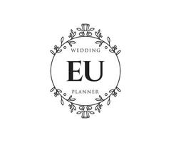 eu initialen brief hochzeitsmonogramm logos sammlung, handgezeichnete moderne minimalistische und florale vorlagen für einladungskarten, save the date, elegante identität für restaurant, boutique, café im vektor