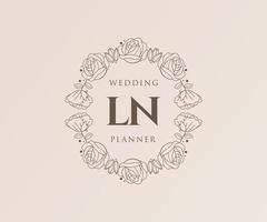 ln Initialen Brief Hochzeit Monogramm Logos Sammlung, handgezeichnete moderne minimalistische und florale Vorlagen für Einladungskarten, Save the Date, elegante Identität für Restaurant, Boutique, Café im Vektor