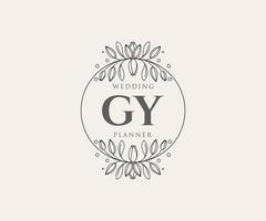 gy initialen brief hochzeitsmonogramm logos sammlung, handgezeichnete moderne minimalistische und florale vorlagen für einladungskarten, save the date, elegante identität für restaurant, boutique, café im vektor