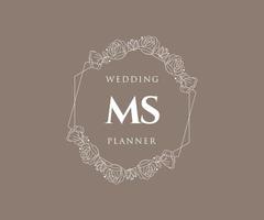 ms initialen brief hochzeitsmonogramm logos sammlung, handgezeichnete moderne minimalistische und florale vorlagen für einladungskarten, save the date, elegante identität für restaurant, boutique, café im vektor