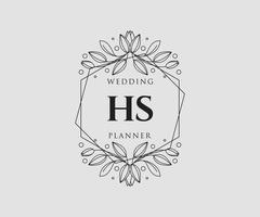 hs initialen brief hochzeitsmonogramm logos sammlung, handgezeichnete moderne minimalistische und florale vorlagen für einladungskarten, save the date, elegante identität für restaurant, boutique, café im vektor