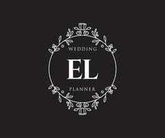 el initialen brief hochzeitsmonogramm logos sammlung, handgezeichnete moderne minimalistische und florale vorlagen für einladungskarten, save the date, elegante identität für restaurant, boutique, café im vektor