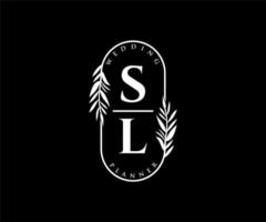 sl initialer brev bröllop monogram logotyper samling, hand dragen modern minimalistisk och blommig mallar för inbjudan kort, spara de datum, elegant identitet för restaurang, boutique, Kafé i vektor