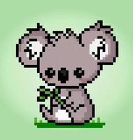 8-Bit-Pixel-Koala. Tierpixel für Spielelemente und Kreuzstichmuster in Vektorgrafiken. vektor