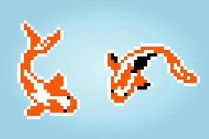 Koi-Fisch-Pixel. Vektordarstellung von 8-Bit-Spielressourcen. vektor