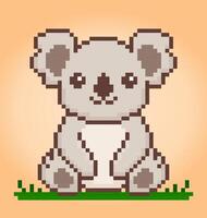 8-Bit-Pixel-Koala. Tierpixel für Spielelemente und Kreuzstichmuster in Vektorgrafiken. vektor